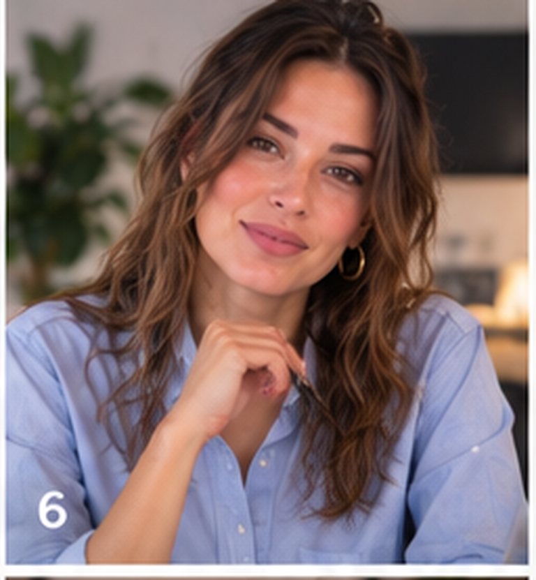 Lucía con camisa azul